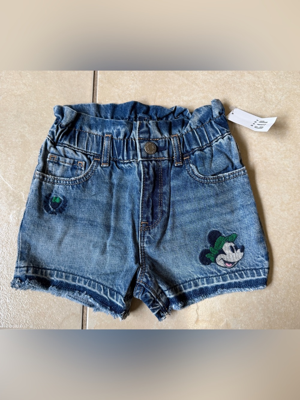 Baby Gap Disney Minnie Mouse Denim Paperbag Shorts Blue Jean 4 Years